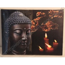 Картина с LED подсветкой: лик Будды, выполненная на холсте